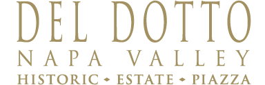Del Dotto Vineyards logo, Napa Valley historic estate piazza, link to homepage