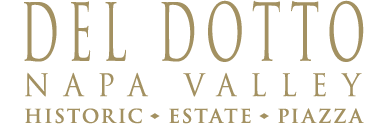 Del Dotto Vineyards logo, Napa Valley historic estate piazza, link to homepage